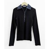 ポロ襟チェック柄切り替えトップス 衿付き Vネック | Riff | 詳細画像20 