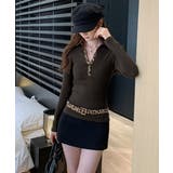 ポロ襟チェック柄切り替えトップス 衿付き Vネック | Riff | 詳細画像9 