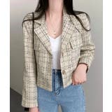 アイボリー | ツイードショートジャケット ツイードジャケット テーラードジャケット | Riff