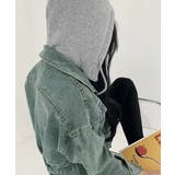 クロップドフード付きデニムジャケット Gジャン ジャンパー | Riff | 詳細画像15 