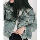 クロップドフード付きデニムジャケット Gジャン ジャンパー | Riff | 詳細画像5 