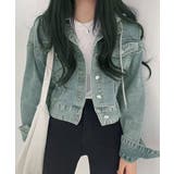 ブルー | クロップドフード付きデニムジャケット Gジャン ジャンパー | Riff