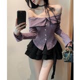 オフショルラメリブトップス レースチョーカー付き オフショルダー | Riff | 詳細画像15