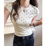 ドット柄ショートスリーブTシャツ フレンチスリーブ Tシャツ | Riff | 詳細画像7
