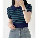 ボーダーポロニット 半袖 配色 | Riff | 詳細画像34