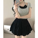 レイヤード風リボン柄Tシャツ カップ付き パッド付き | Riff | 詳細画像10
