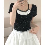 レイヤード風リボン柄Tシャツ カップ付き パッド付き | Riff | 詳細画像14