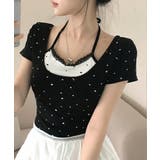 レイヤード風リボン柄Tシャツ カップ付き パッド付き | Riff | 詳細画像15