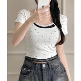 レイヤード風リボン柄Tシャツ カップ付き パッド付き | Riff | 詳細画像5