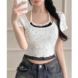レイヤード風リボン柄Tシャツ カップ付き パッド付き | Riff | 詳細画像6