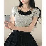 レイヤード風リボン柄Tシャツ カップ付き パッド付き | Riff | 詳細画像8