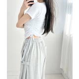 サイドシャーリングTシャツ 半袖 クロップド丈 | Riff | 詳細画像7