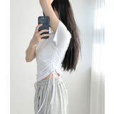 サイドシャーリングTシャツ 半袖 クロップド丈 | Riff | 詳細画像8