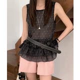 ドット柄シアーティアードノースリーブトップス バックリボン チュニック | Riff | 詳細画像6 