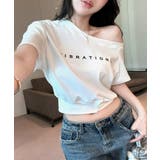 ワンショルロゴプリントTシャツ 裾ボタン ワンショルダー | Riff | 詳細画像3