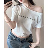 ワンショルロゴプリントTシャツ 裾ボタン ワンショルダー | Riff | 詳細画像6