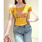 ピグメント加工サイドラインプリントTシャツ ワンショルダー ショート丈 | Riff | 詳細画像15 