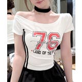 ピグメント加工サイドラインプリントTシャツ ワンショルダー ショート丈 | Riff | 詳細画像23 