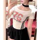 ピグメント加工サイドラインプリントTシャツ ワンショルダー ショート丈 | Riff | 詳細画像28 