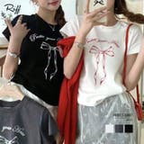 リボンプリントTシャツ プリントT クルーネック | Riff | 詳細画像1 