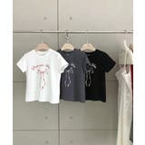 リボンプリントTシャツ プリントT クルーネック | Riff | 詳細画像4 