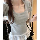 裾レースUネックTシャツ カットソー プルオーバー | Riff | 詳細画像15 
