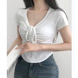 フロントギャザーリボントップス Tシャツ カットソー | Riff | 詳細画像7