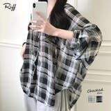 チェック柄フード付きシアーシャツ 羽織り ゆるシャツ | Riff | 詳細画像1 