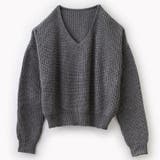 グレー | Vネックボリュームニット | Rim.z