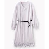 裾レース/ベルト付き ロングワンピース カシミアタッチニット | Rim.z | 詳細画像3