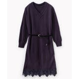 裾レース/ベルト付き ロングワンピース カシミアタッチニット | Rim.z | 詳細画像5