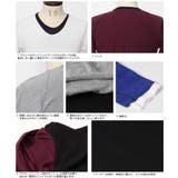 フェイクレイヤード長袖無地Uネックカットソー メンズ ロンTシャツ | Rocky Monroe | 詳細画像3