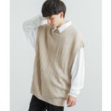 53.グレージュ | ニットベスト セーター 透かし編み | Rocky Monroe