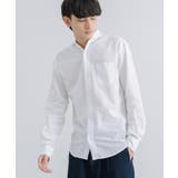 01.ホワイト | 綿麻シャツ 長袖 ホリゾンタルカラー | Rocky Monroe