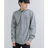 109.S.グレー | 綿麻シャツ 長袖 ホリゾンタルカラー | Rocky Monroe
