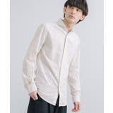 252.O/ベージュxO/ホワイトST | 綿麻シャツ 長袖 ホリゾンタルカラー | Rocky Monroe