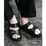 ブラック | ユーエスポロアッスン バックルサンダル フェイクレザー | Rocky Monroe