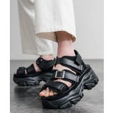 ブラック | ストラップサンダル 9cmハイソール フェイクレザー | Rocky Monroe