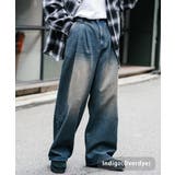 インディゴ(オーバーダイ) | デニムパンツ ワイド ケミカル | Rocky Monroe