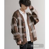 C5.ブラウン | ニットカーディガン 総柄 オーバーサイズ | Rocky Monroe