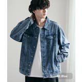 82.ブルー | デニムジャケット オーバーサイズ ケミカルウォッシュ | Rocky Monroe