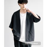 チャコール×ブラック | 半袖セットアップ シャツジャケット ワイドパンツ | Rocky Monroe
