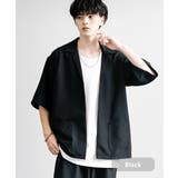 ブラック | 半袖セットアップ シャツジャケット ワイドパンツ | Rocky Monroe