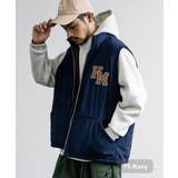 79.ネイビー | 中綿ベスト リバーシブル コーデュロイ | Rocky Monroe