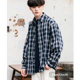 ブルー(チェック) | ビッグシャツ 長袖 ブロード | Rocky Monroe