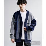 2.ネイビー | カーディガン ニット クロスチェック | Rocky Monroe