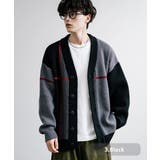 3.ブラック | カーディガン ニット クロスチェック | Rocky Monroe