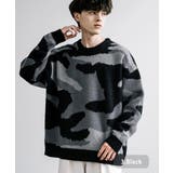 3.ブラック | ニット セーター カモフラ柄 | Rocky Monroe