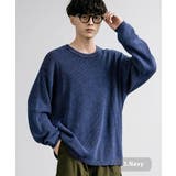 3.ネイビー | ニット ストーンウォッシュ クルーネック | Rocky Monroe