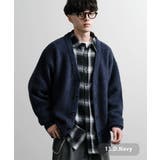 13.D.ネイビー | カーディガン フェザーヤーン Vネック | Rocky Monroe
